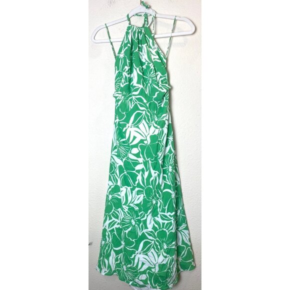 NWT Faithfull the Brand Taormina Halter Sleeveless Floral Midi Dress Green White - Picture 4 of 9